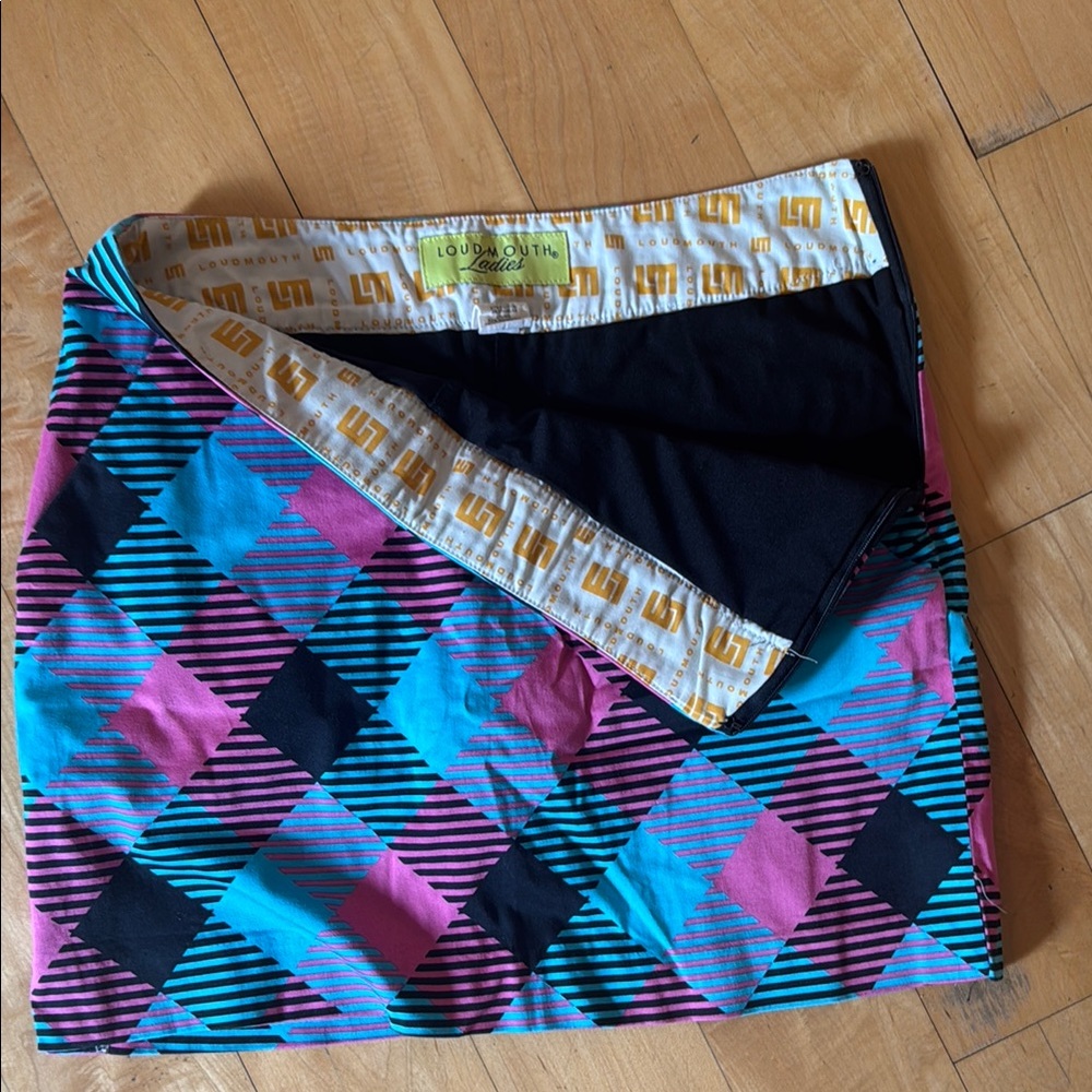 Loudmouth Pink and Blue Checkered Skirt Vibrant Athletic Style